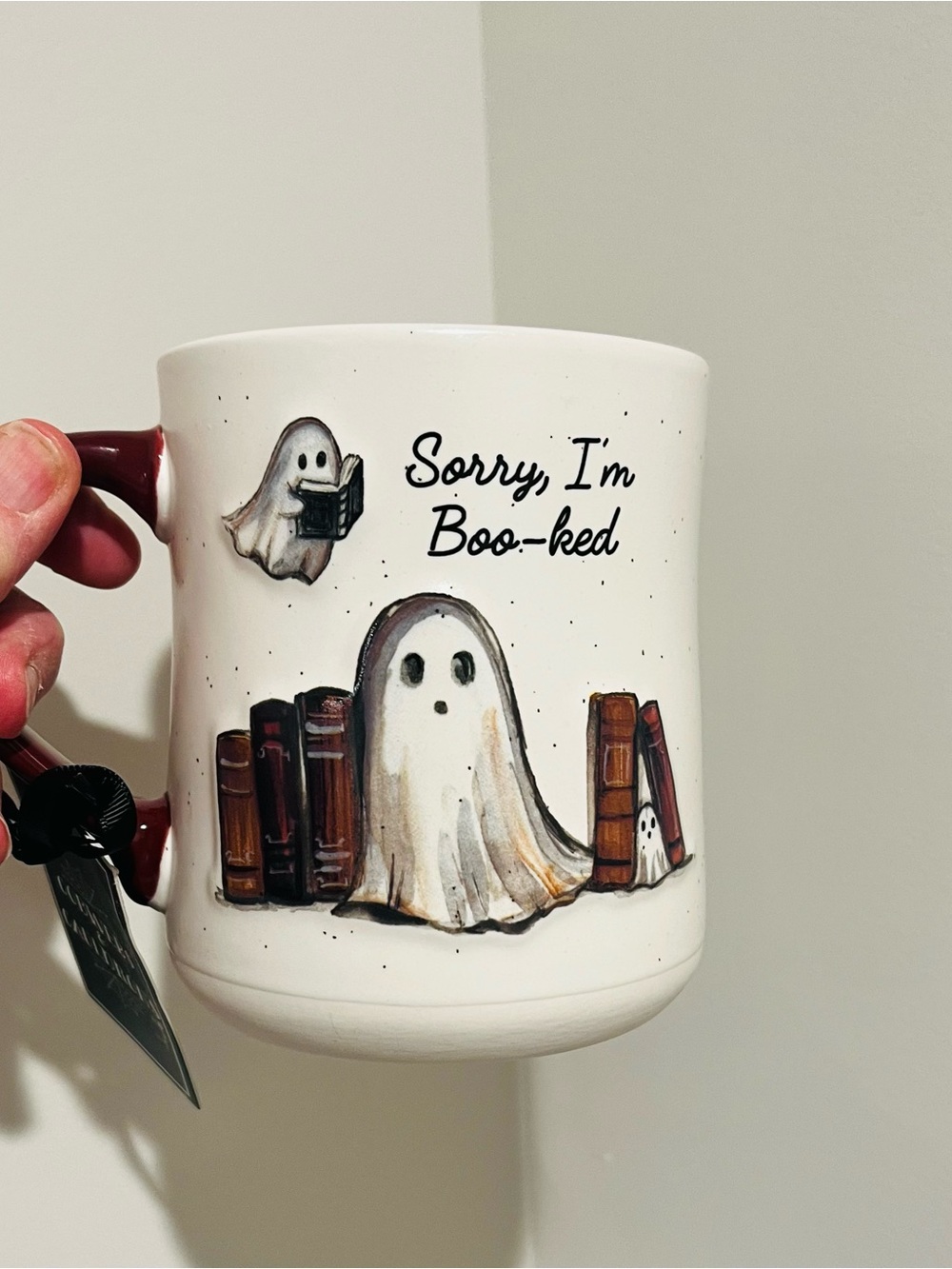 Sorry, I'm Boo-ked Ghost Book Lover Mug - White
